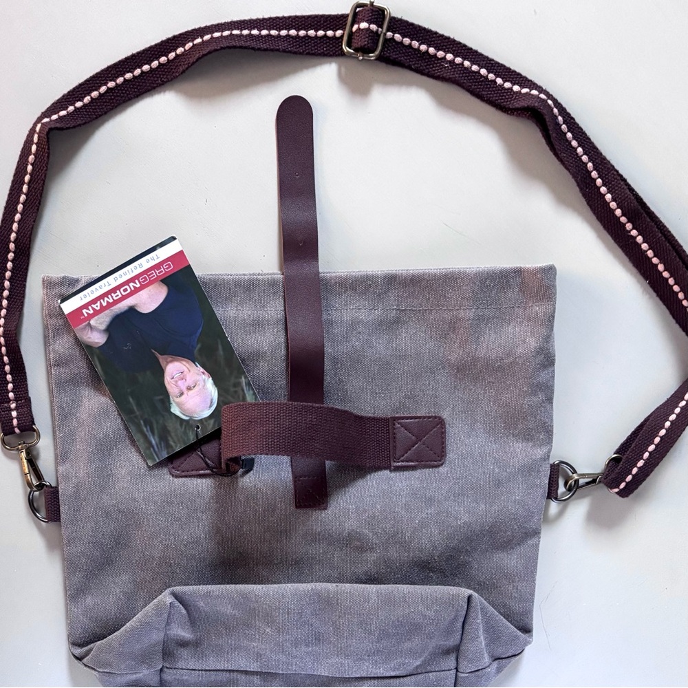 Greg Norman Refined Traveler Tote Canvas Leather Waterproof Messenger Bag